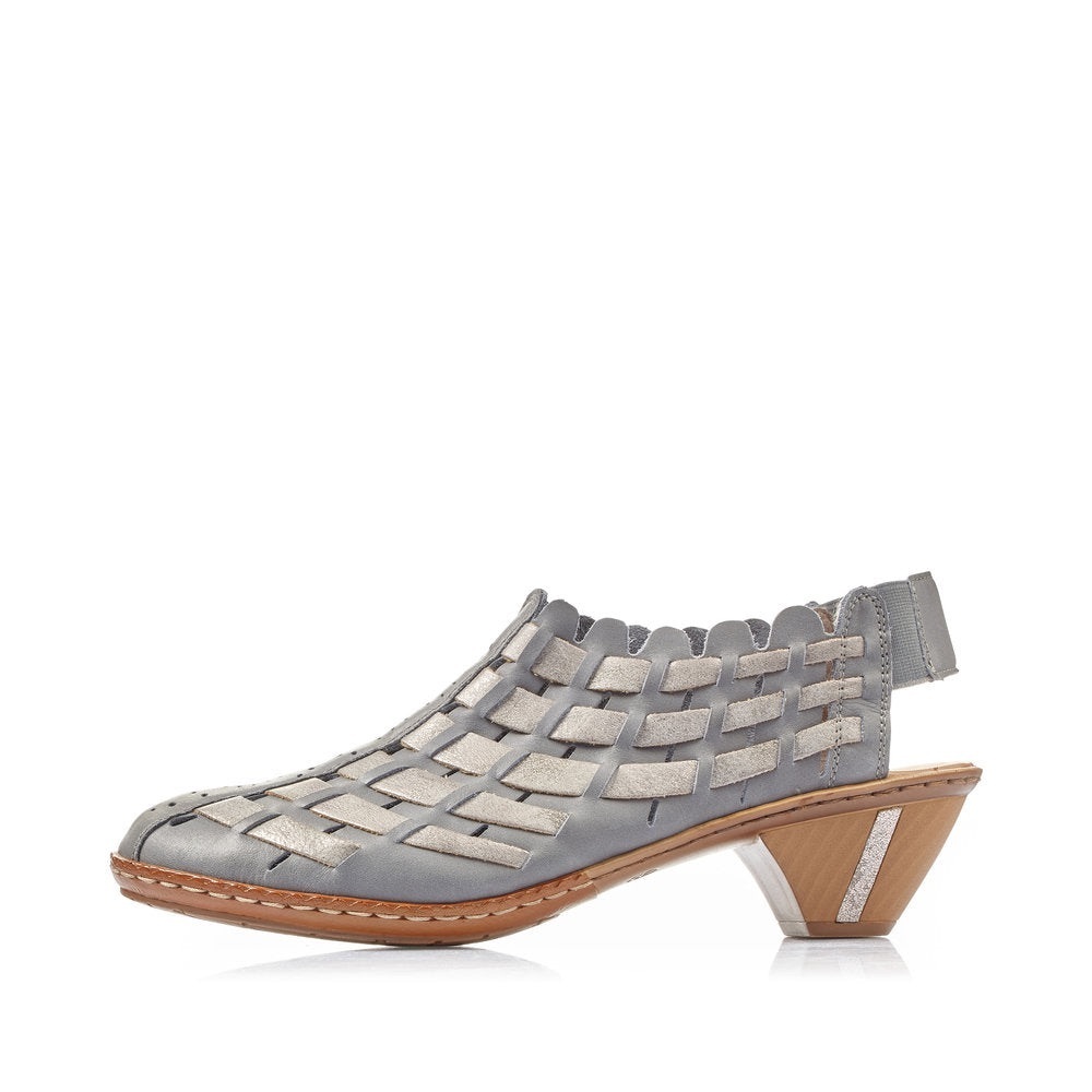 Rieker Antistress 46778 Sina Woven Leather Slingback Shootie/Shoe |Color: Grey🩶 - Picture 2 of 14